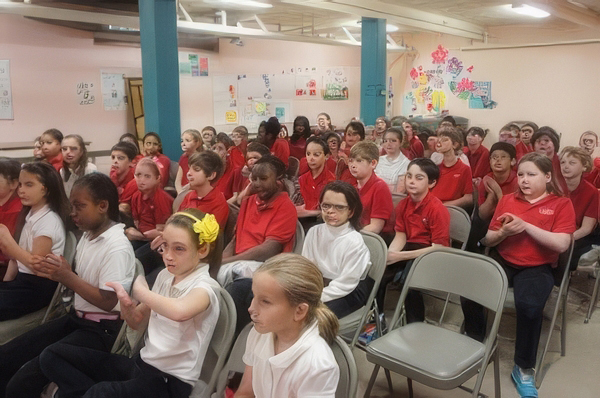 School listening to Mike Haasl